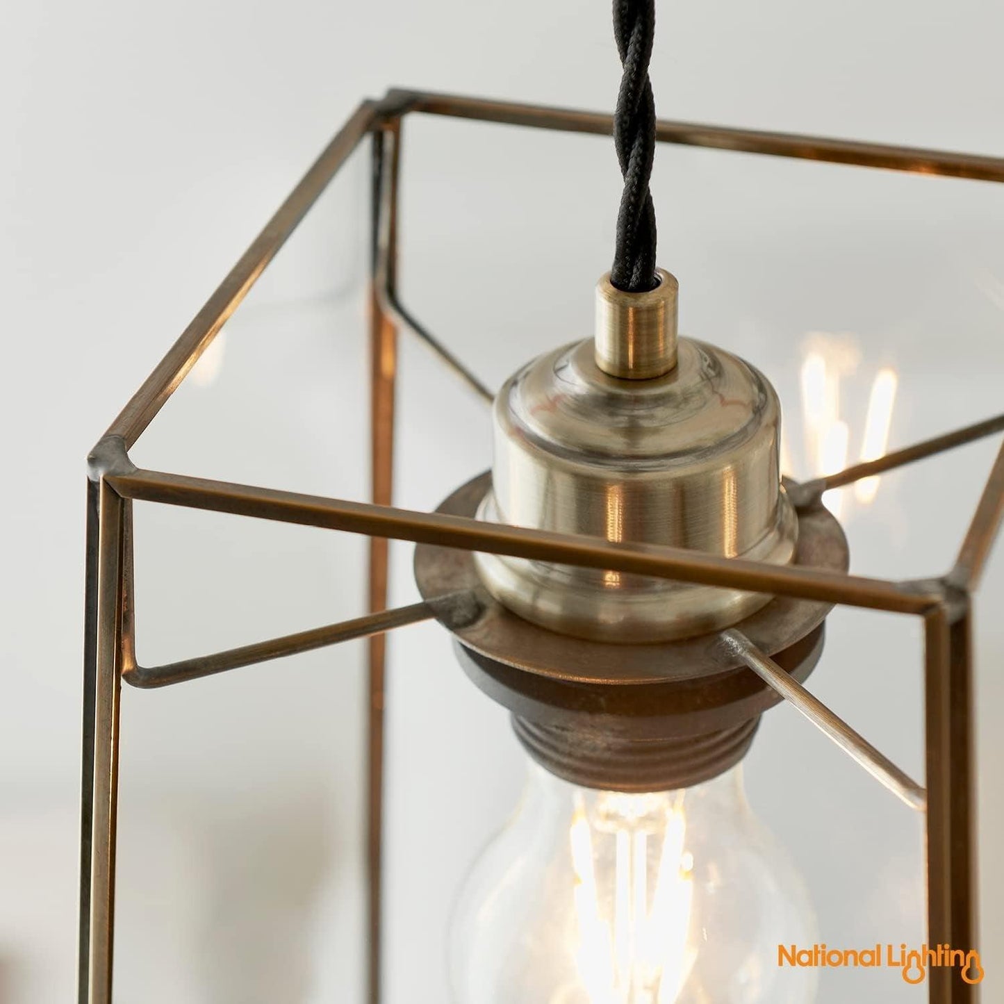 Designer Pendant Ceiling Light - Contemporary Antique Brass Style - Click
