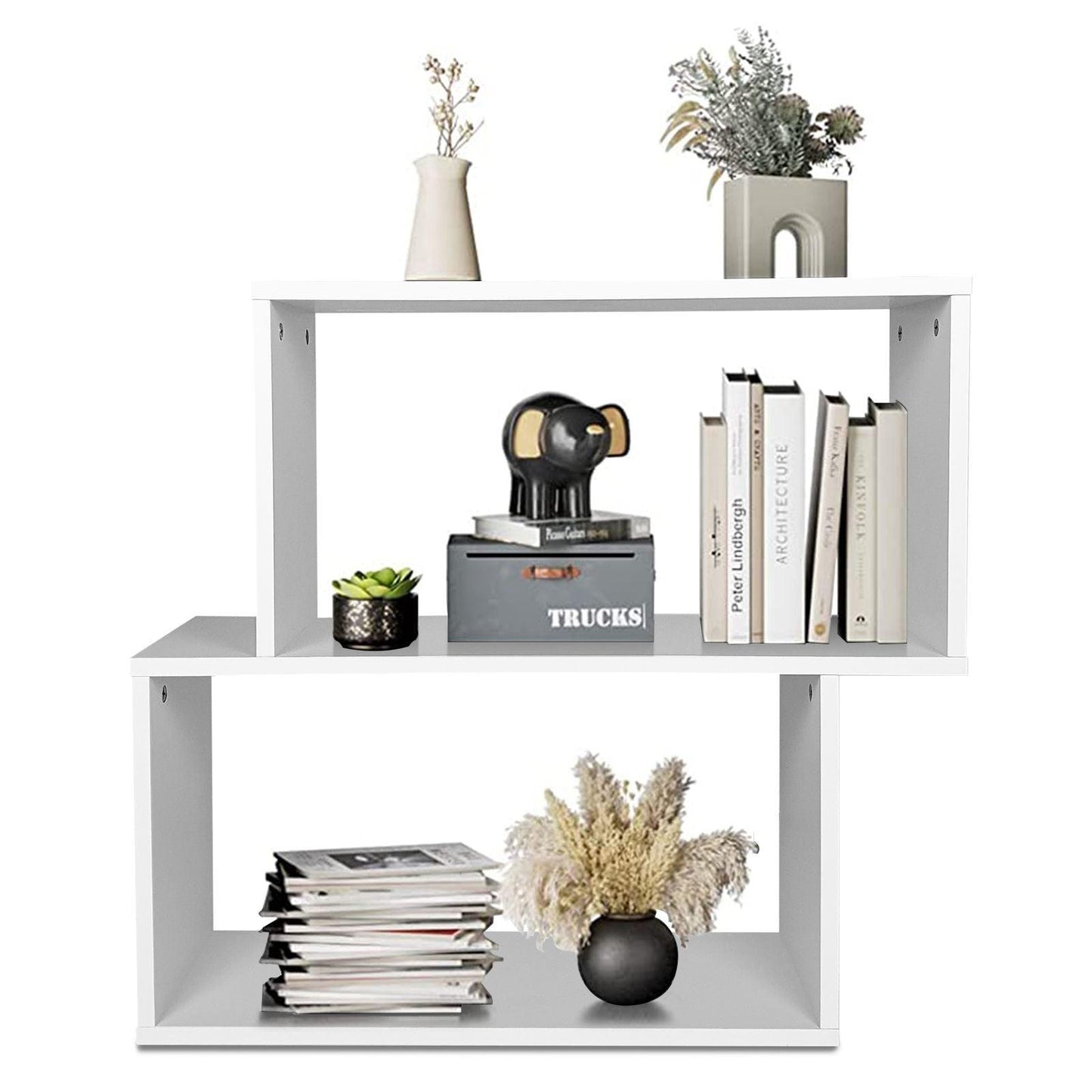 Irregular Wooden Bookshelf: Home Office Storage - Click