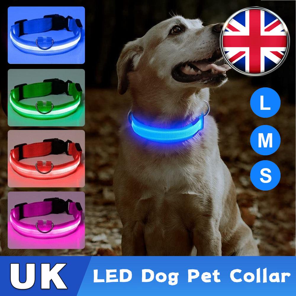LED Rechargeable Dog Collar - Flashing Safety Light, Nylon Material - Click