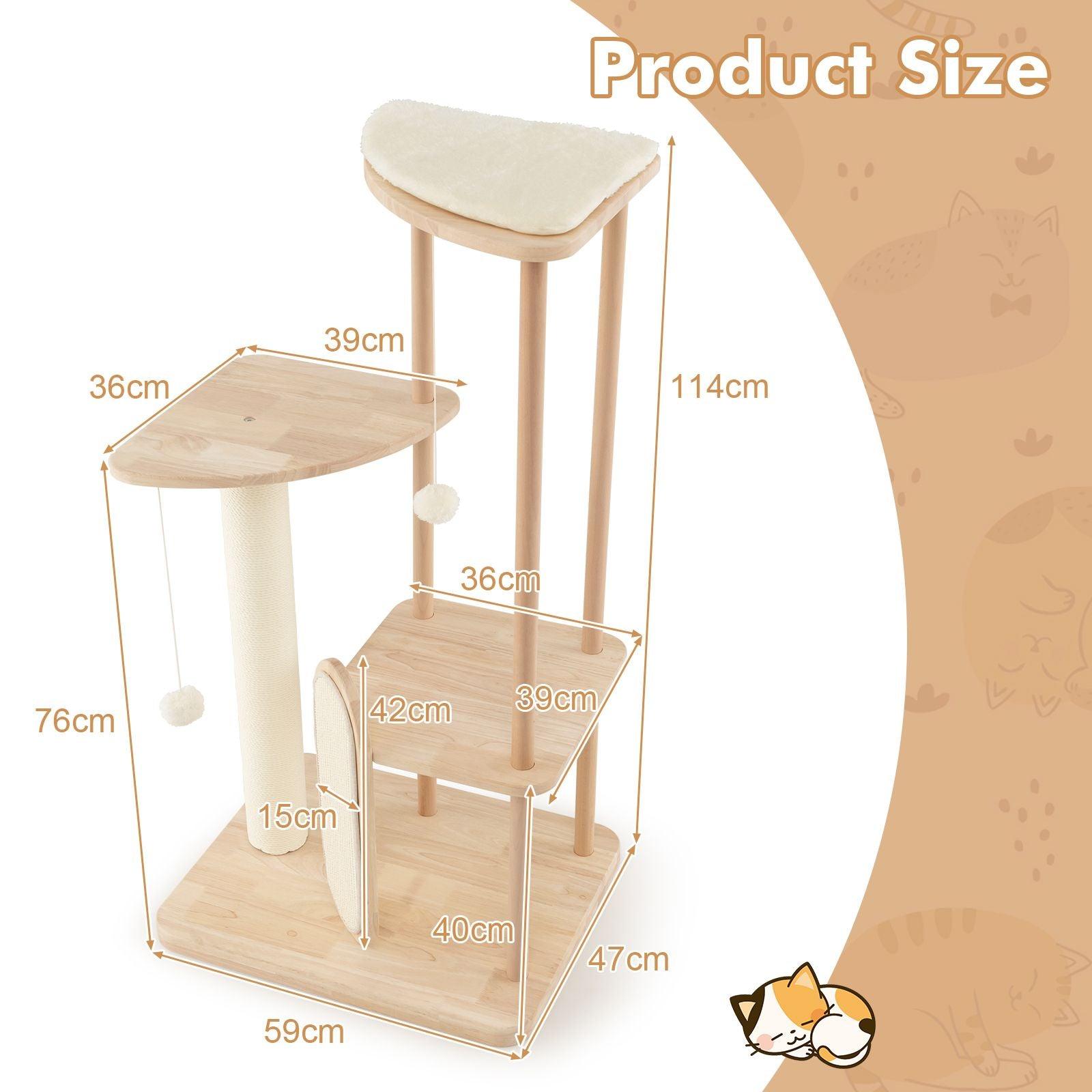 Modern Multi-Level Cat Tree: Wood Design with Scratching Board & Post - Click