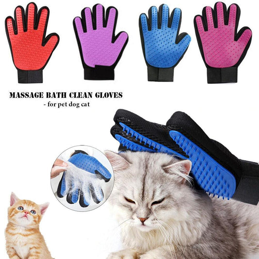 Pet Grooming Glove Brush for Dogs Cats - Right Hand Hair Removal Mitt - Click
