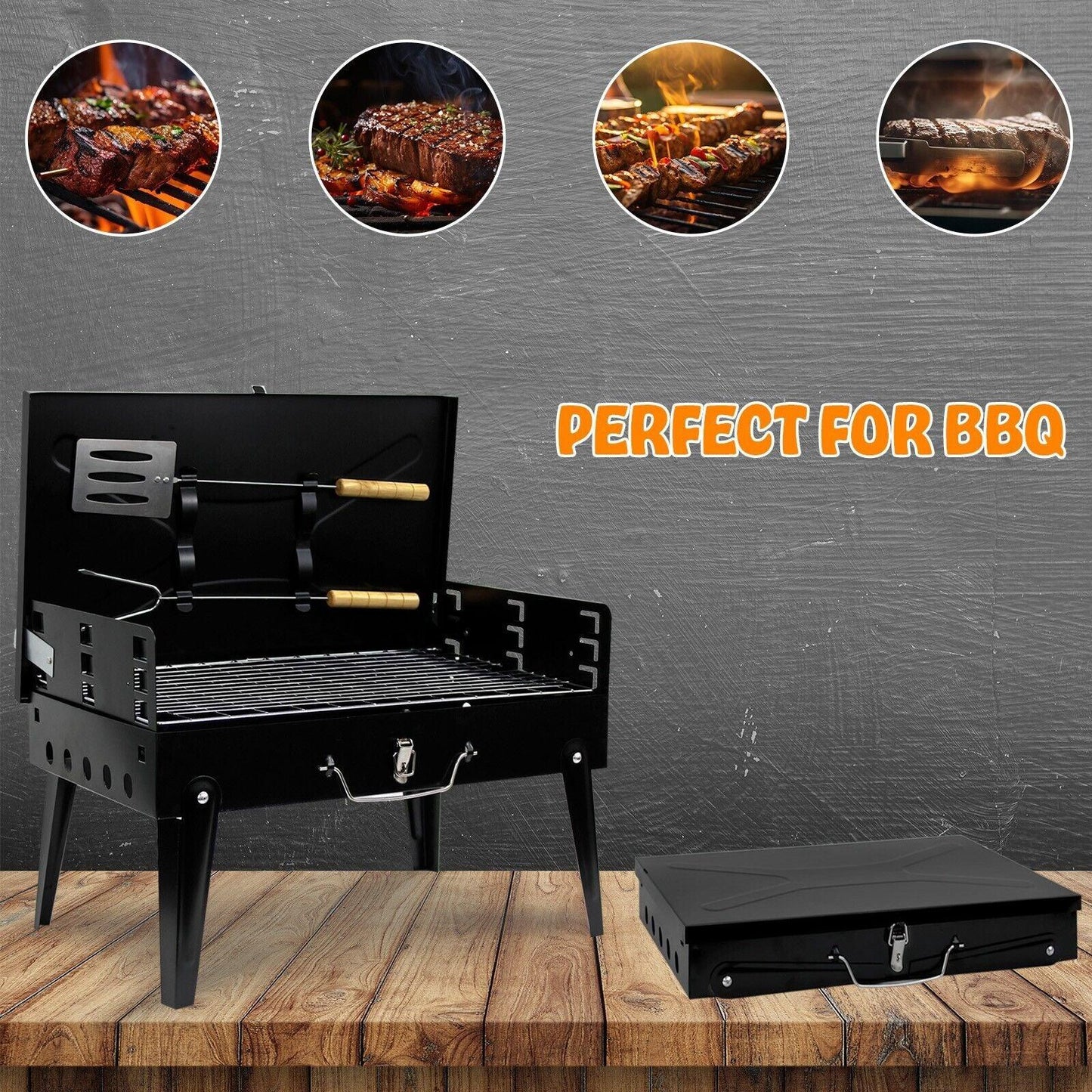 Portable Folding Charcoal BBQ: Camping Grill for Outdoor Picnics - Click