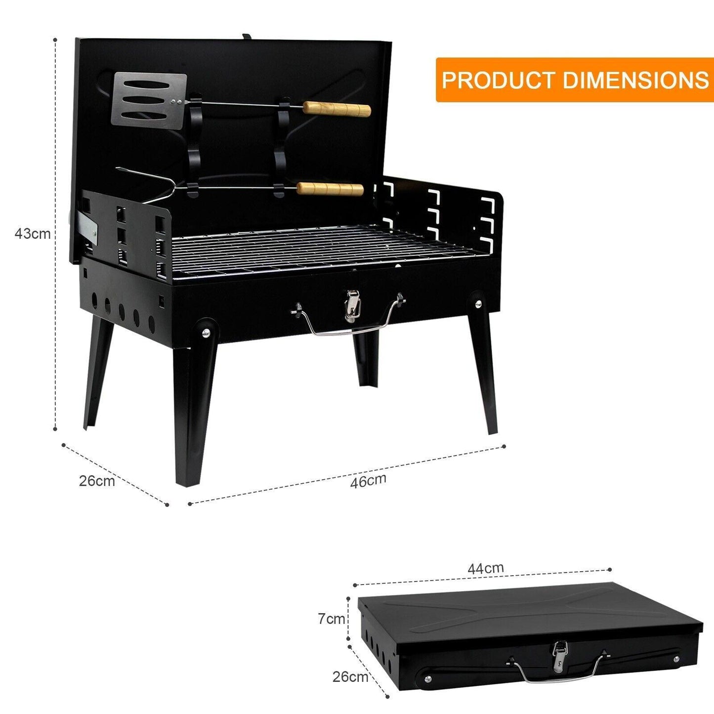 Portable Folding Charcoal BBQ: Camping Grill for Outdoor Picnics - Click