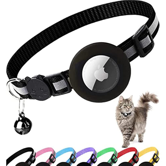 Reflective Breakaway Cat Collar with Apple AirTag Holder - 0.4 Inches - Click