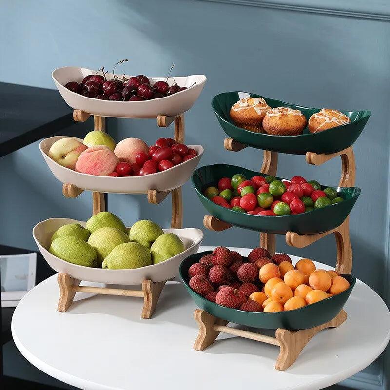 Wooden Fruit Bowl with Partitioned Candy Trays - Tableware - Click