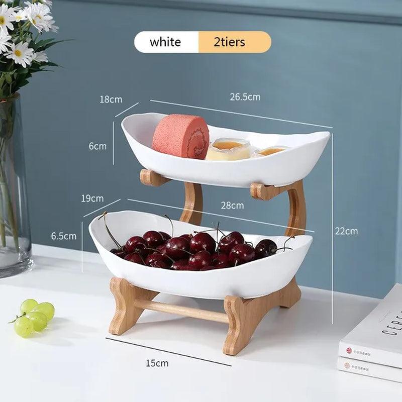 Wooden Fruit Bowl with Partitioned Candy Trays - Tableware - Click